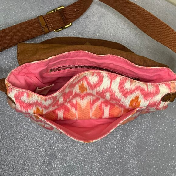 LUCKY BRAND HIPPIE BOHO CROSSBODY Pink and Brown - Picture 7 of 12